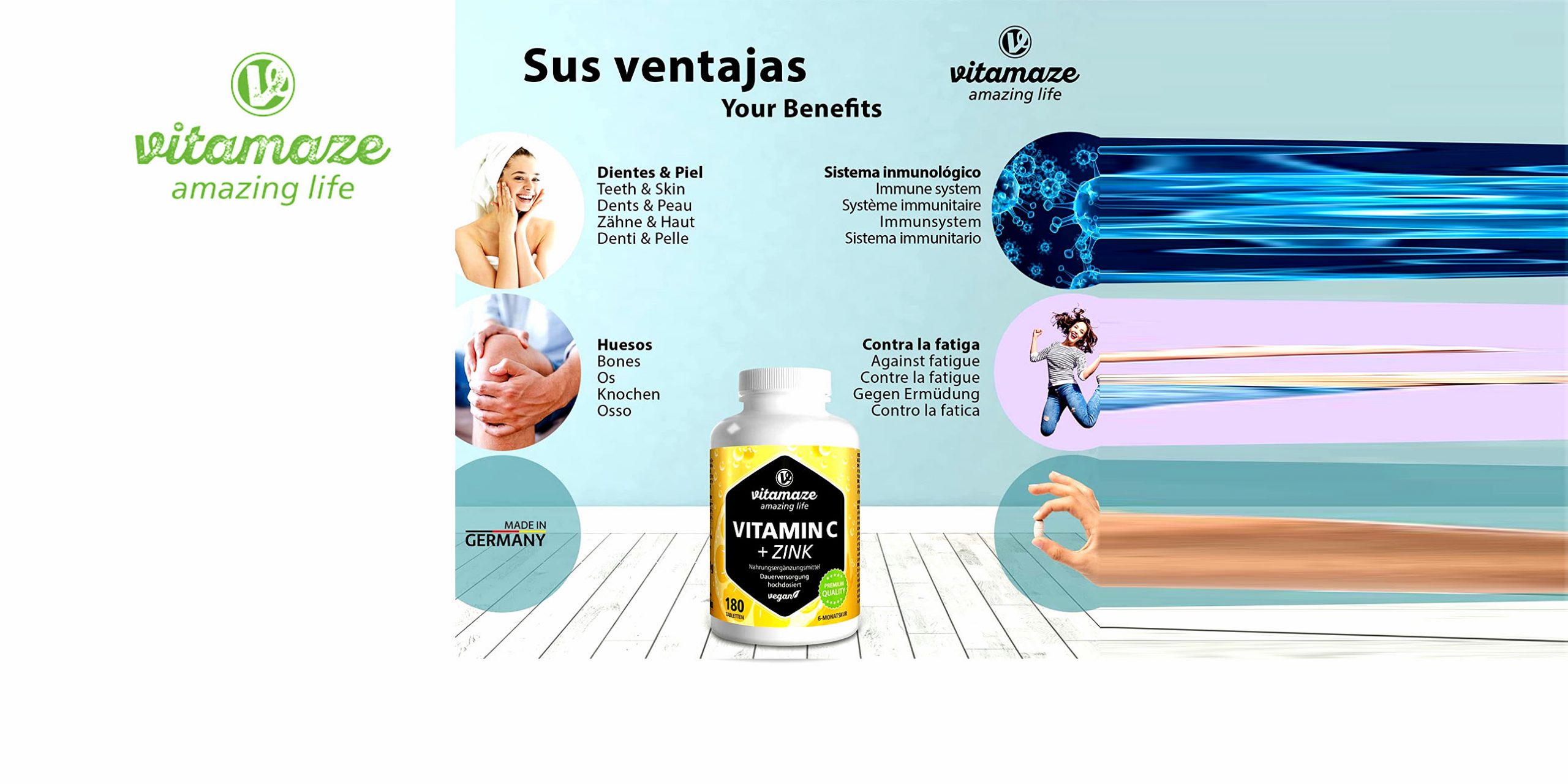 Vitamaze® Vitamina C 1000 mg + Zinc Vegana