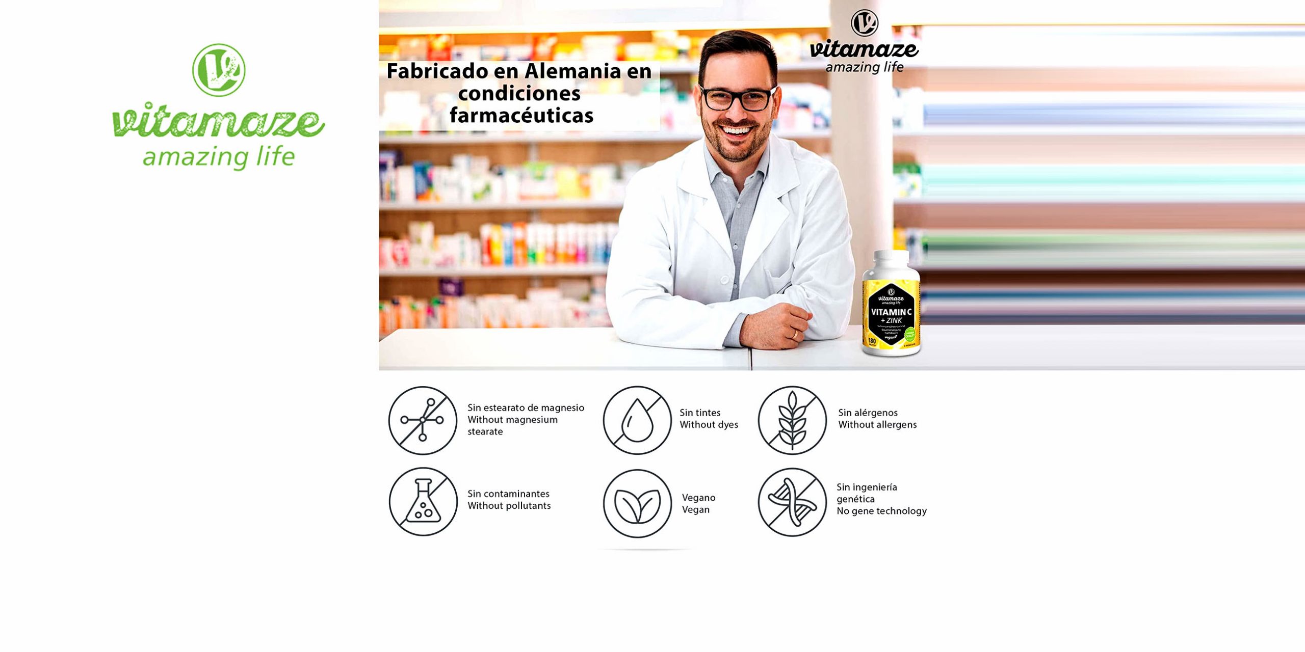 Vitamaze® Vitamina C 1000 mg + Zinc Vegana