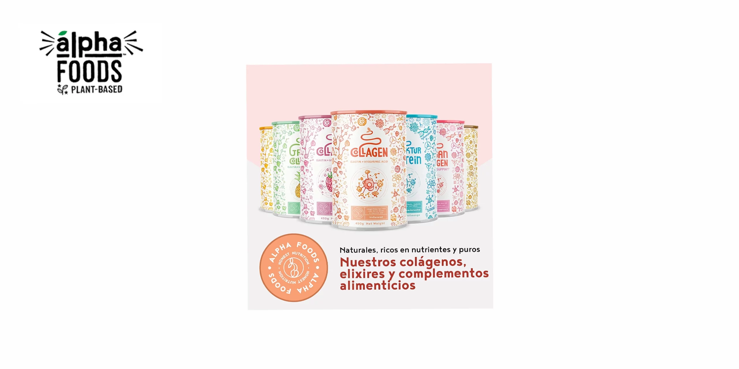 El bote de Colágeno Hidrolizado de Alpha Food es un suplemento alimenticio que ayuda a mantener la salud de las articulaciones, los huesos, la piel, el cabello y las uñas. Contiene colágeno hidrolizado de origen bovino, que se absorbe mejor que el colágeno normal, y que aporta aminoácidos esenciales para la formación de tejidos conectivos. El envase contiene 300 g de polvo sin sabor, que se puede disolver en agua, zumo, leche o cualquier otra bebida. El bote tiene un color blanco y una forma cilíndrica, con el logo de la marca y el nombre del producto en la parte frontal. En la parte trasera tiene una etiqueta con la información nutricional, los ingredientes y el modo de empleo.