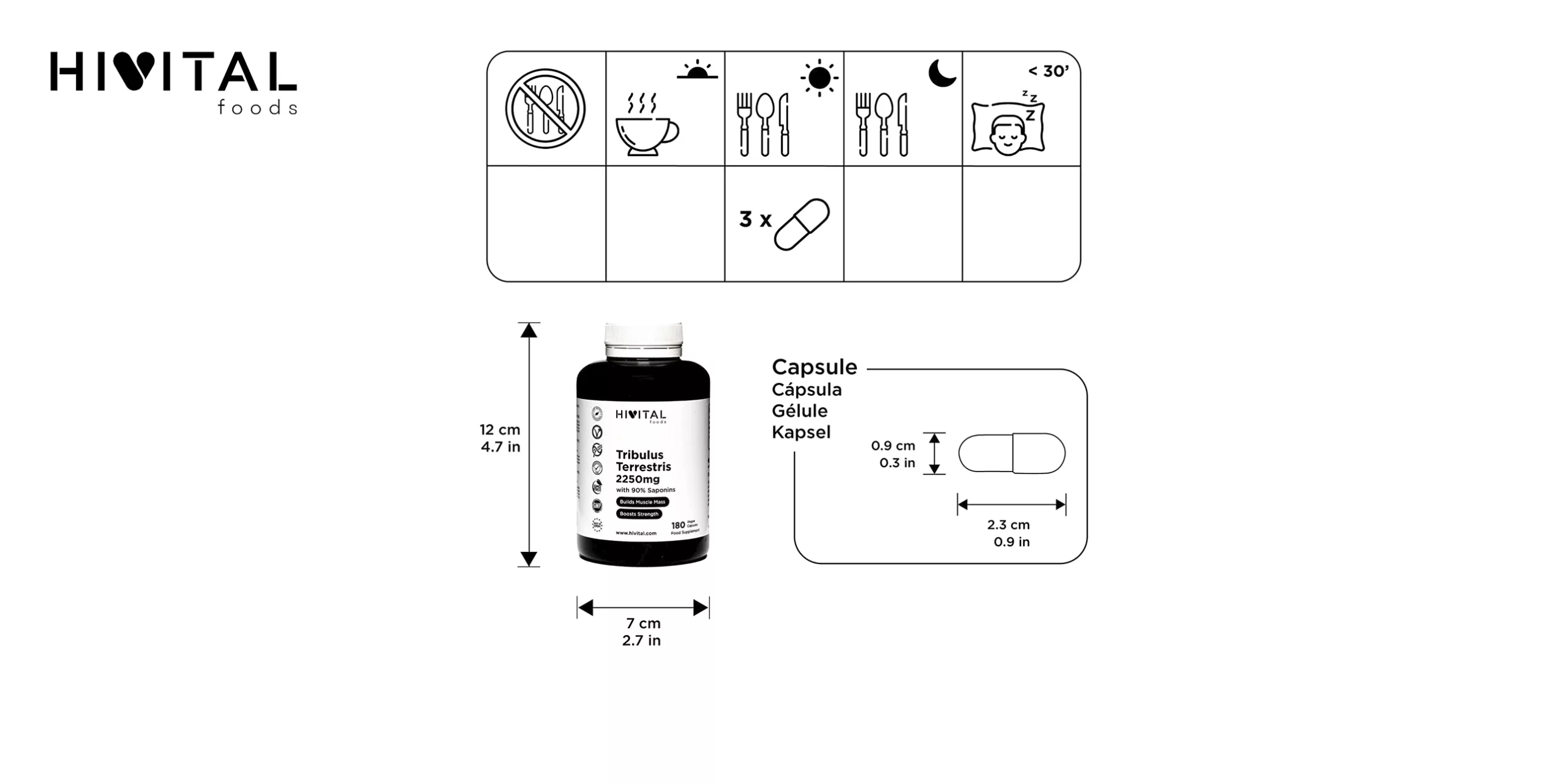 HIVITAL FOODS Tribulus Terrestris 2250 mg | 180 cápsulas veganas