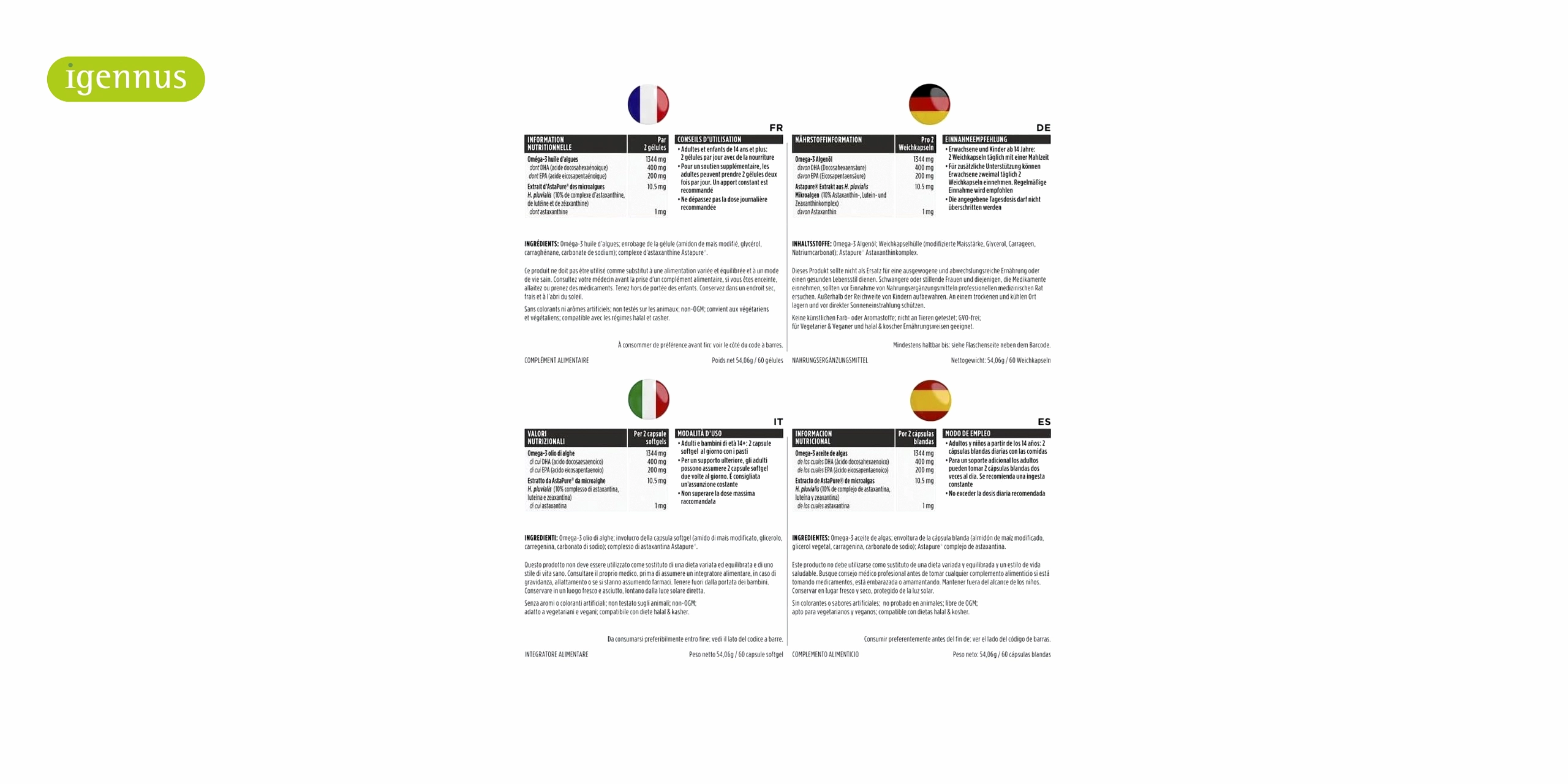 intrucciones en distintos idiomas